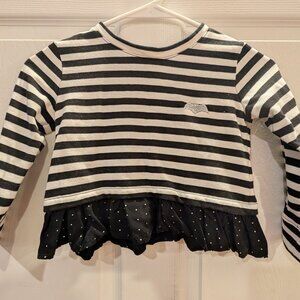 Girls DC Justice League black & white striped Batman sweatshirt, size XS